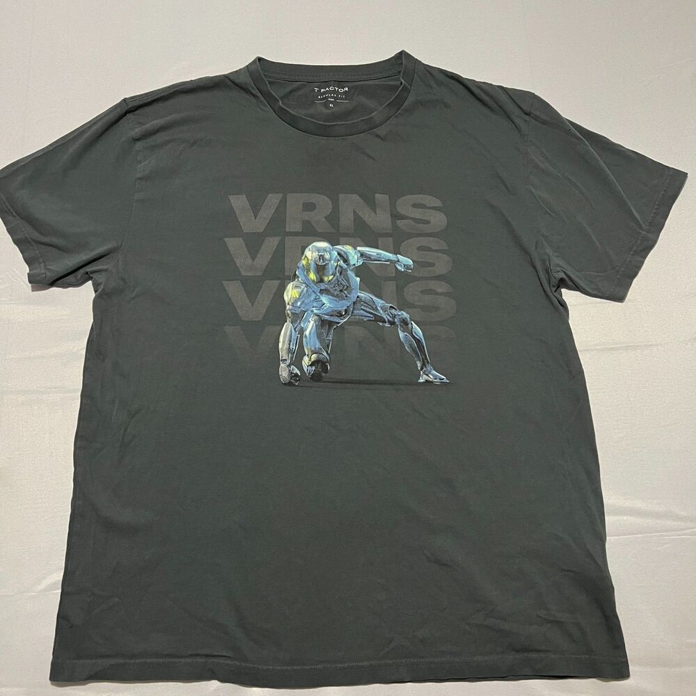 T Factor Varonis Robot Sci-Fi Graphic T-Shirt Men's XL Dark Gray Futuristic
